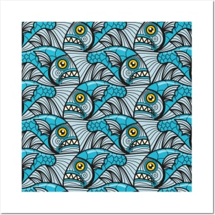 Escher Fish Pattern I Posters and Art